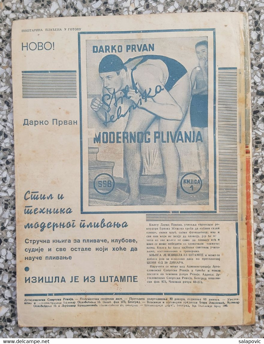 SPORTSKA REVIJA BR.30, 1940 KRALJEVINA JUGOSLAVIJA, NOGOMET, FOOTBALL, KINGDOM YUGOSLAVIA - Livres