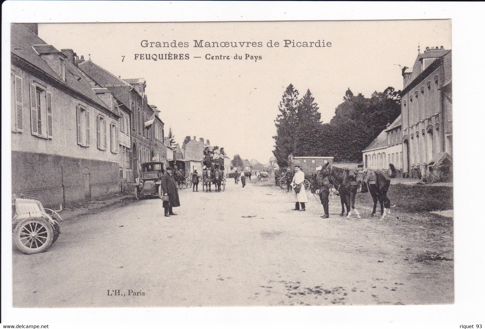Grandes Manoeuvres De Picardie - 7  FEUQUIERES - Centre Du Pays( Automobiles Et Chevaux) - Other & Unclassified