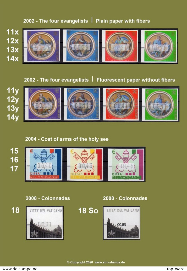 2000 Vaticano Vatikan ATM Stamps 1-18 Complete Collection / MNH / Frama Kiosk CVP Automatenmarken Automatici Etiquetas - Collections