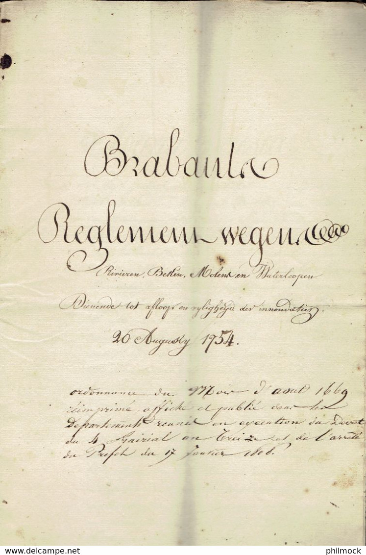 BA - Doc Ordonance 1754 Au Nom De Maria Theresia De Holsbourg - Brabant Règlement-Wegens - Néerlandais - 1714-1794 (Paises Bajos Austriacos)