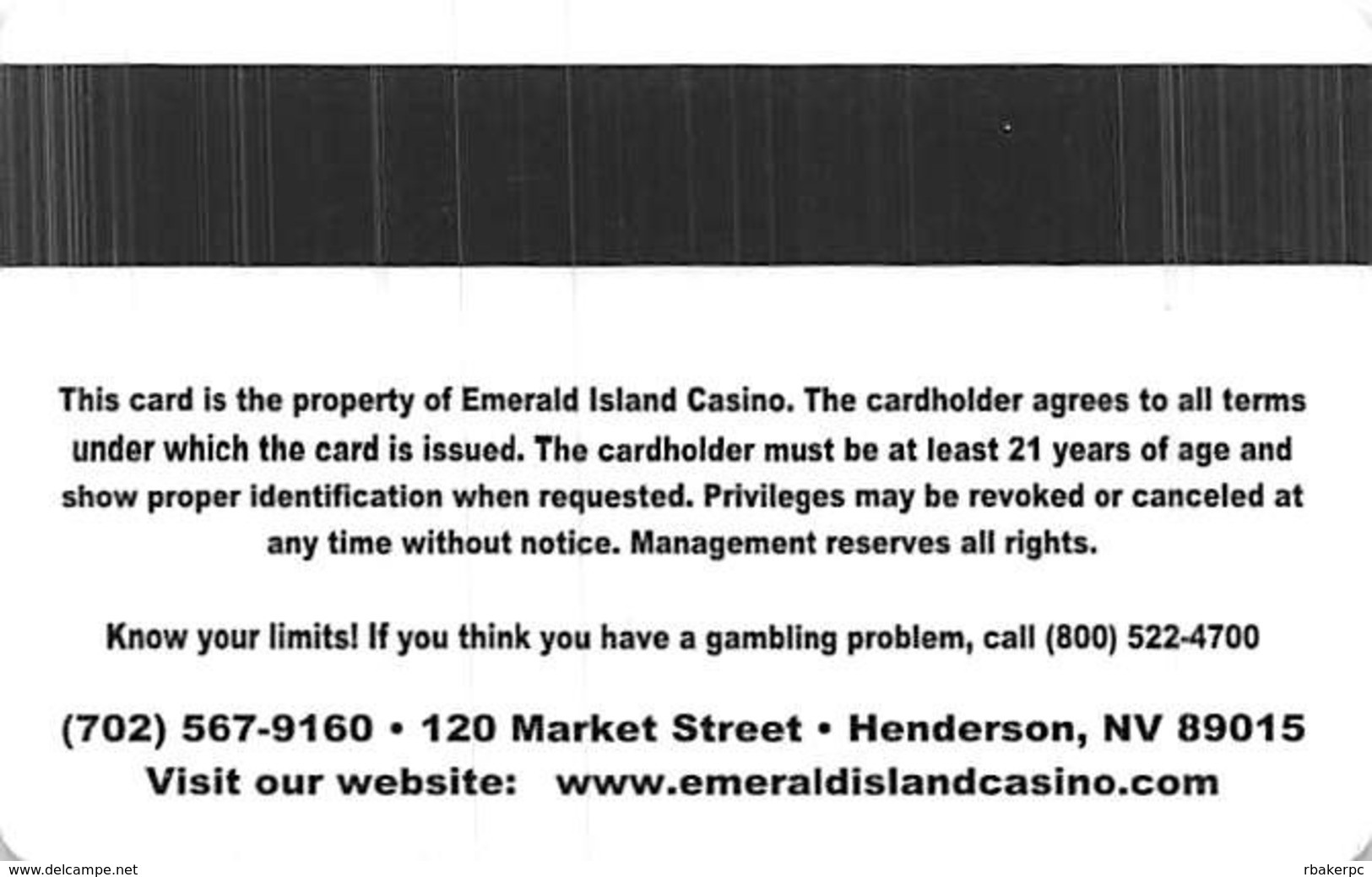 Emerald Island Casino - Henderson NV - BLANK Ruby 10 Yr Anniversary Slot Card - Tarjetas De Casino