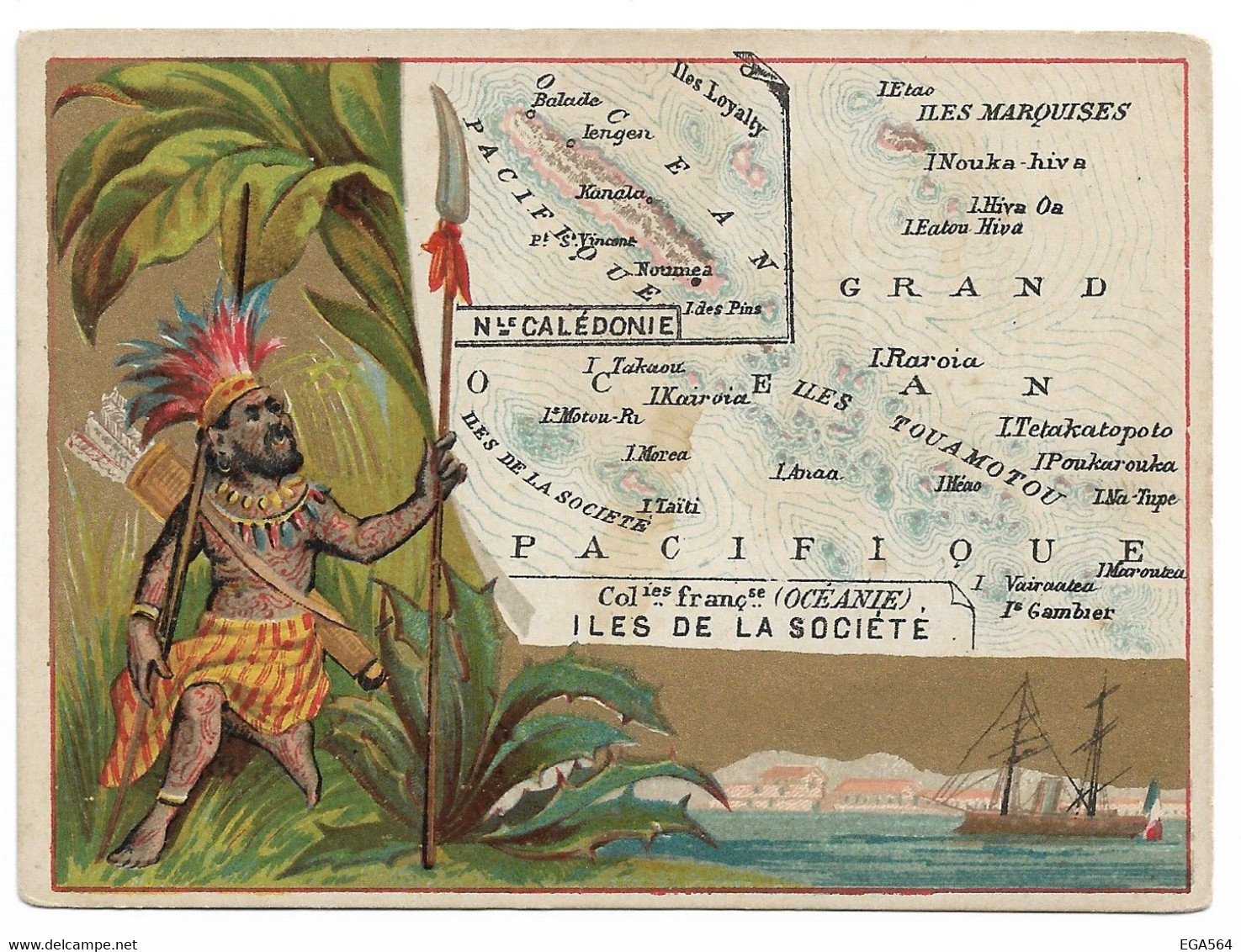 K13 - Cartographie Des ILES De La SOCIETE Et De La NOUVELLE CALEDONIE Sur Carte Illustrée - 85 X 116 Mm - - Französisch-Polynesien