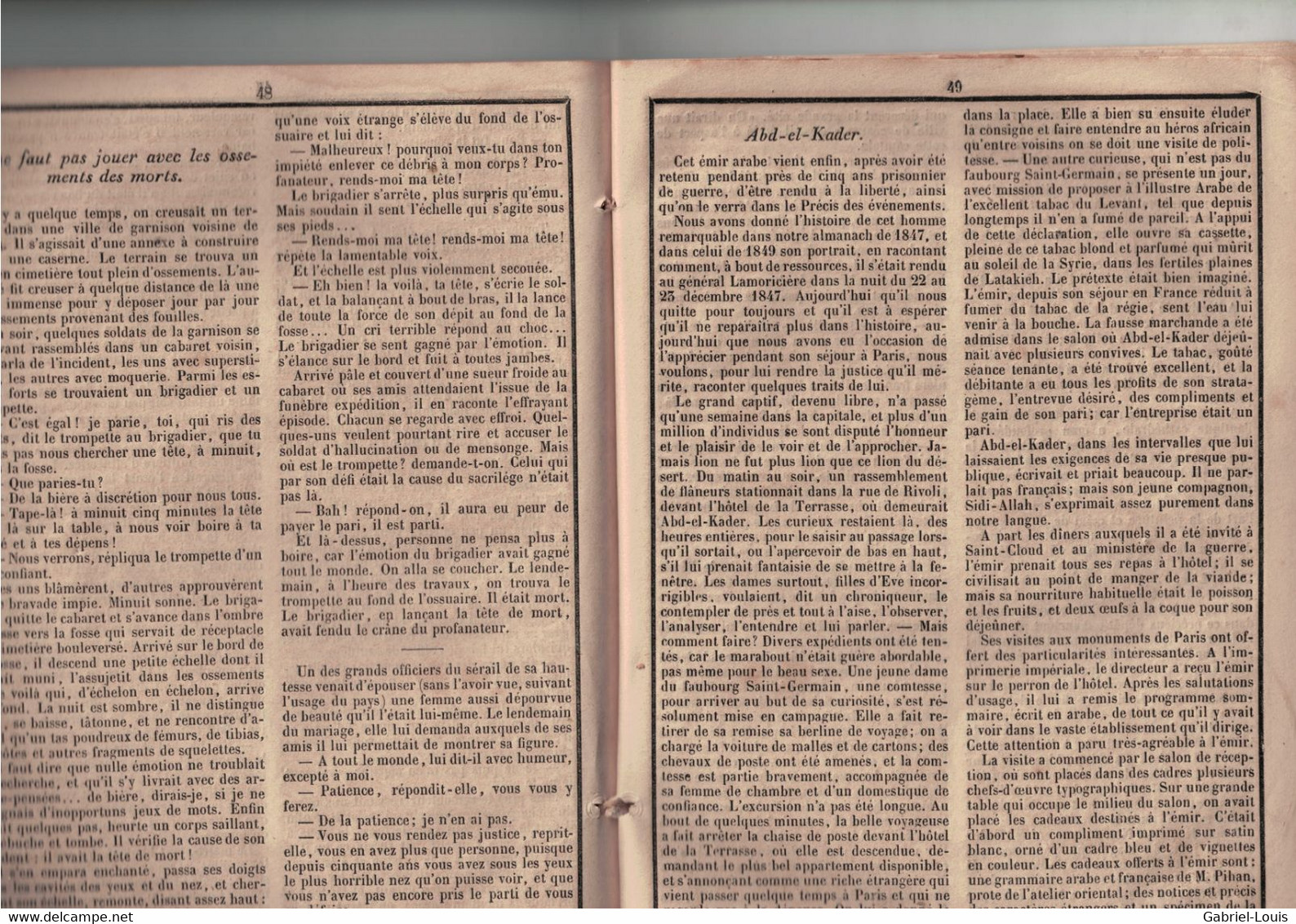 Le Grand Messager boiteux de Strasbourg  1854 - Nancy - Les papillons - add-el-Kader - dérangement climatique - Almanach