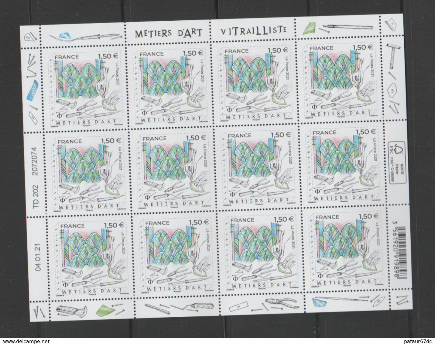 FRANCE / 2021 / Y&T N° 5471 ** : "Métiers D'art" (Vitrailliste) X 1 CdF Sup G - Unused Stamps