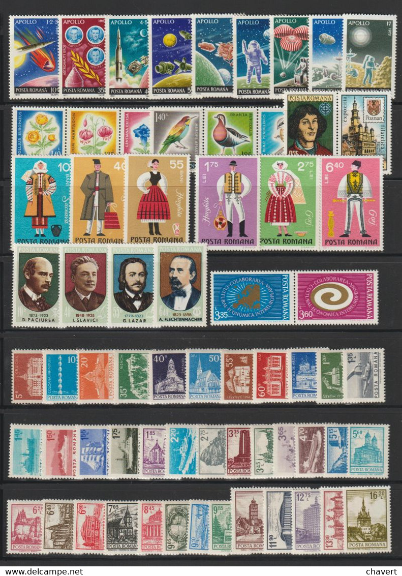 Roumanie - Année 1973 Complète - 73 Timbres Neufs** (cote YT 95.30 Euros) - Annate Complete