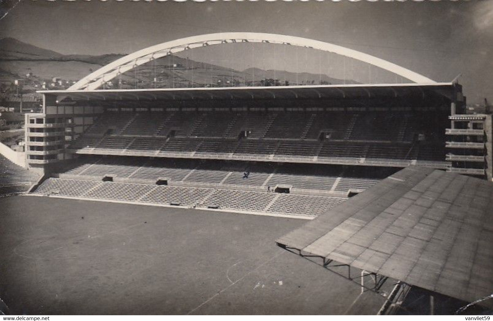 STADIO-STADE-STADIUM ESTADIO-CAMPO SPORTIVO SOCCER-FOOTBALL-BILBAO-ESPANA-SAN MAMES STADIUM-VIAGGIATA . IL 6-4-1957 - Voetbal