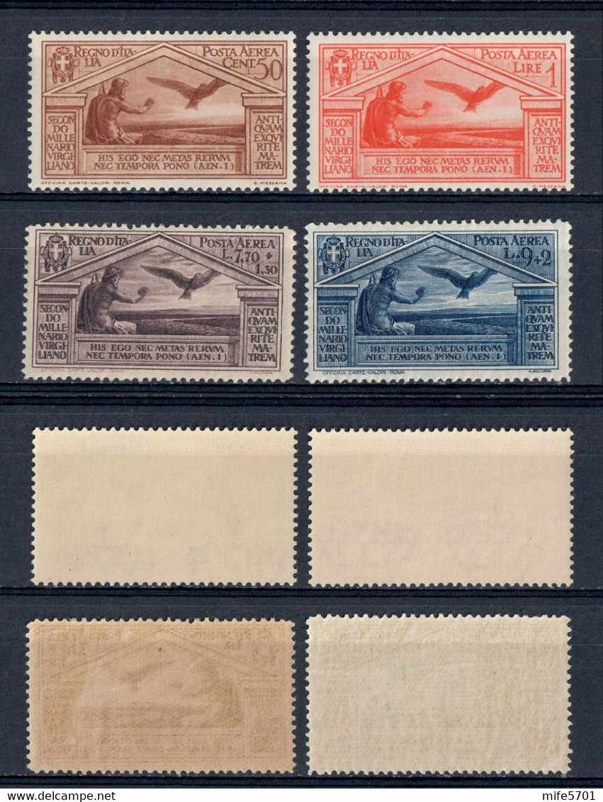 REGNO D'ITALIA 1930 - BIMILLENARIO NASCITA VIRGILIO 4 VALORI DI POSTA AEREA - SASSONE PA21/4 NUOVI ** - Airmail