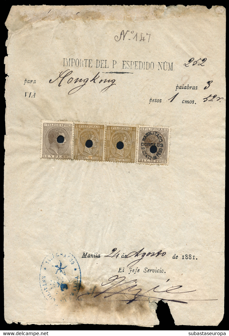 Filipinas. Documento De Telégrafos 1881. - Filipinas