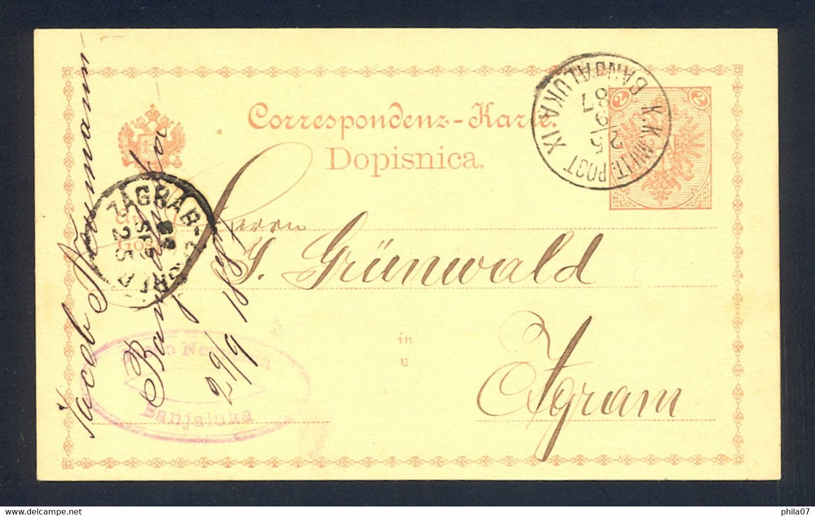 BOSNIA AND HERZEGOVINA - Stationery Cancelled With First Type K.K. Milit.Post BANJA LUKA. Statinery Sent From Banja Luka - Bosnie-Herzegovine