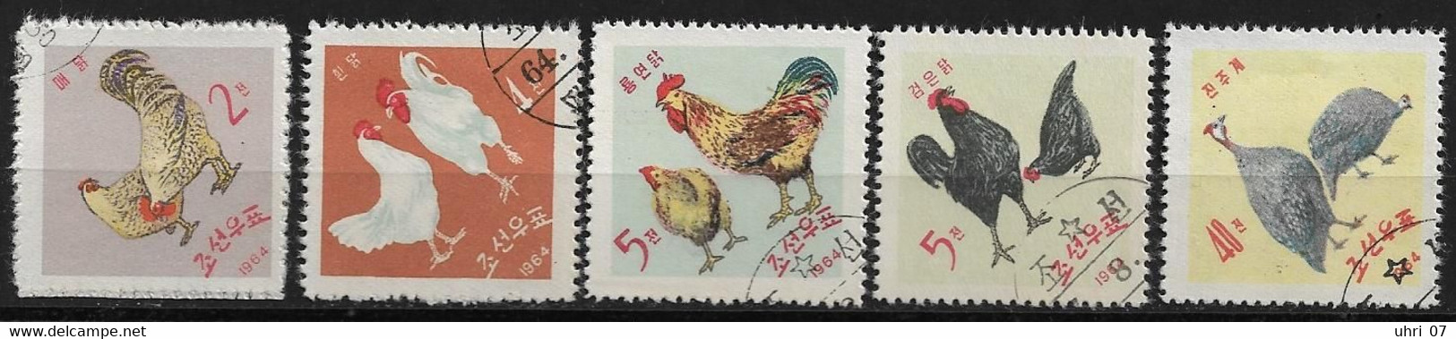 Korea - Nord 1964 - 1967 Hühner, Haustiere Mi.-Nr. 530 - 534, 769 - 771 O/used - Farm