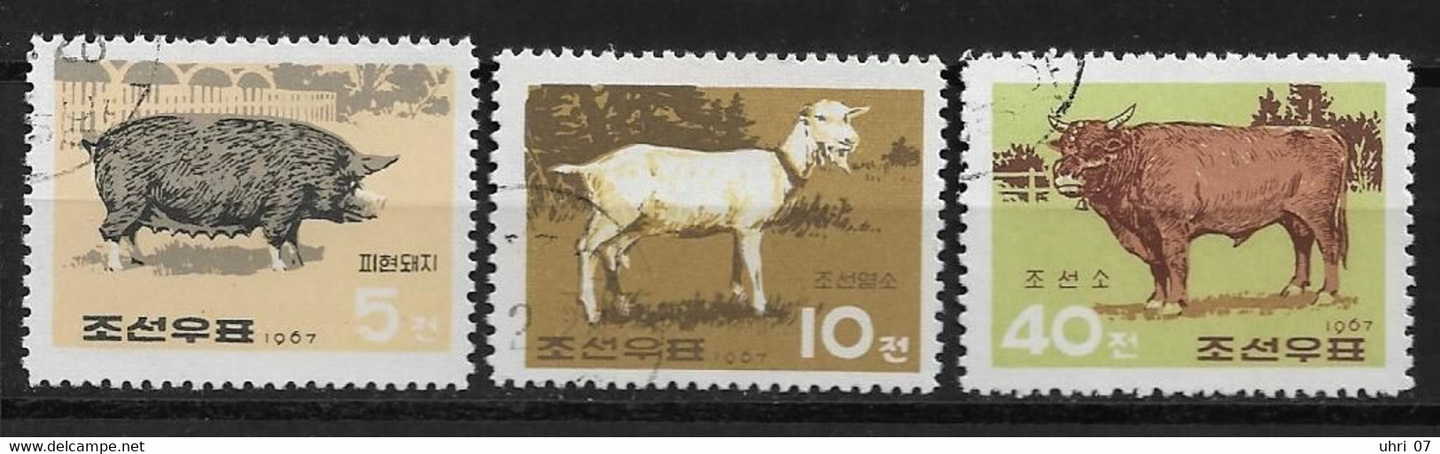 Korea - Nord 1964 - 1967 Hühner, Haustiere Mi.-Nr. 530 - 534, 769 - 771 O/used - Farm