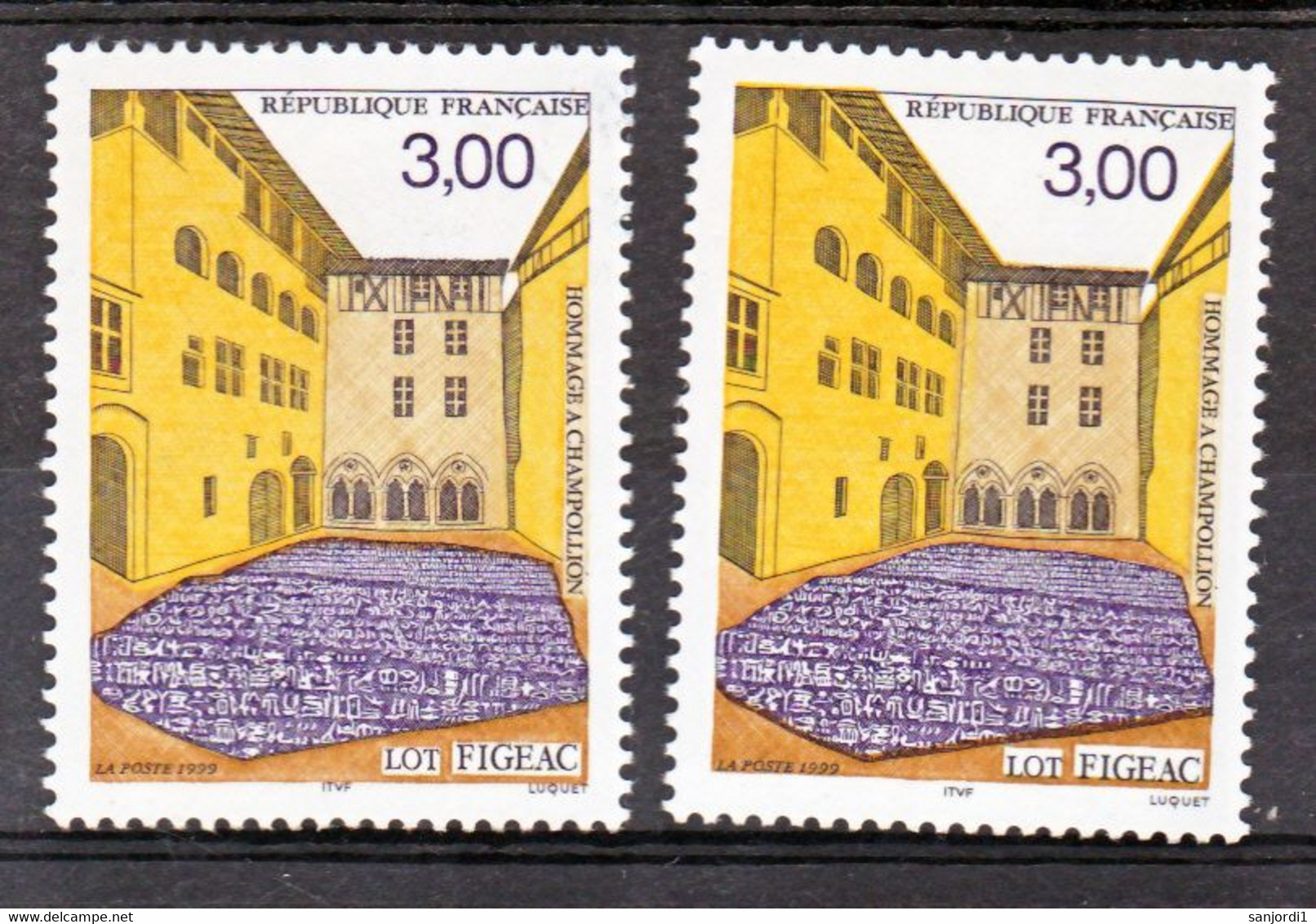 France 3256 Variété Impression Décalée Figeac Et Normal  Neuf ** TB MNH Sin Charnela - Ongebruikt