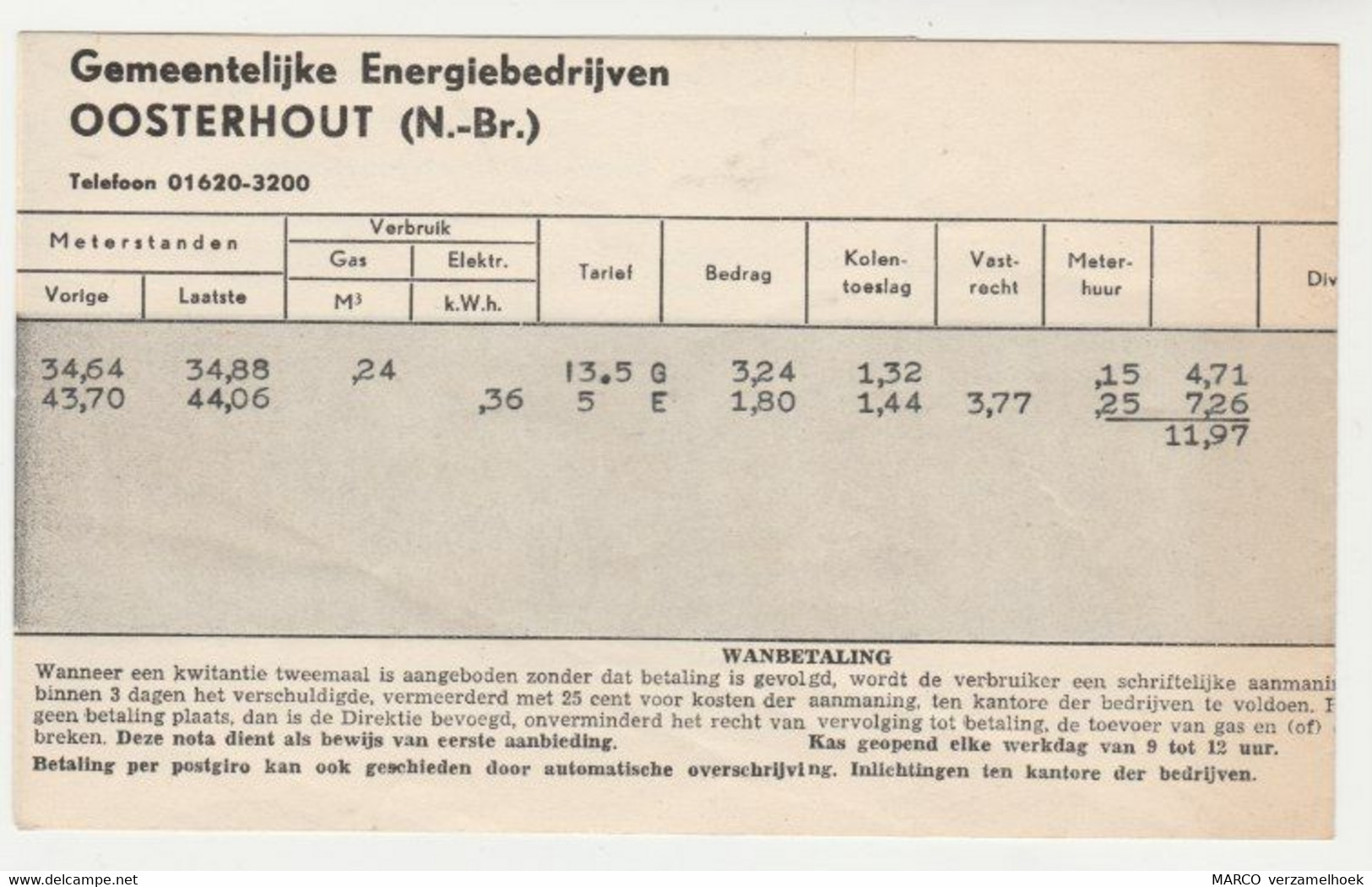 Gemeentelijke Energiebedijven Oosterhout (NL) 1957 - Nederland