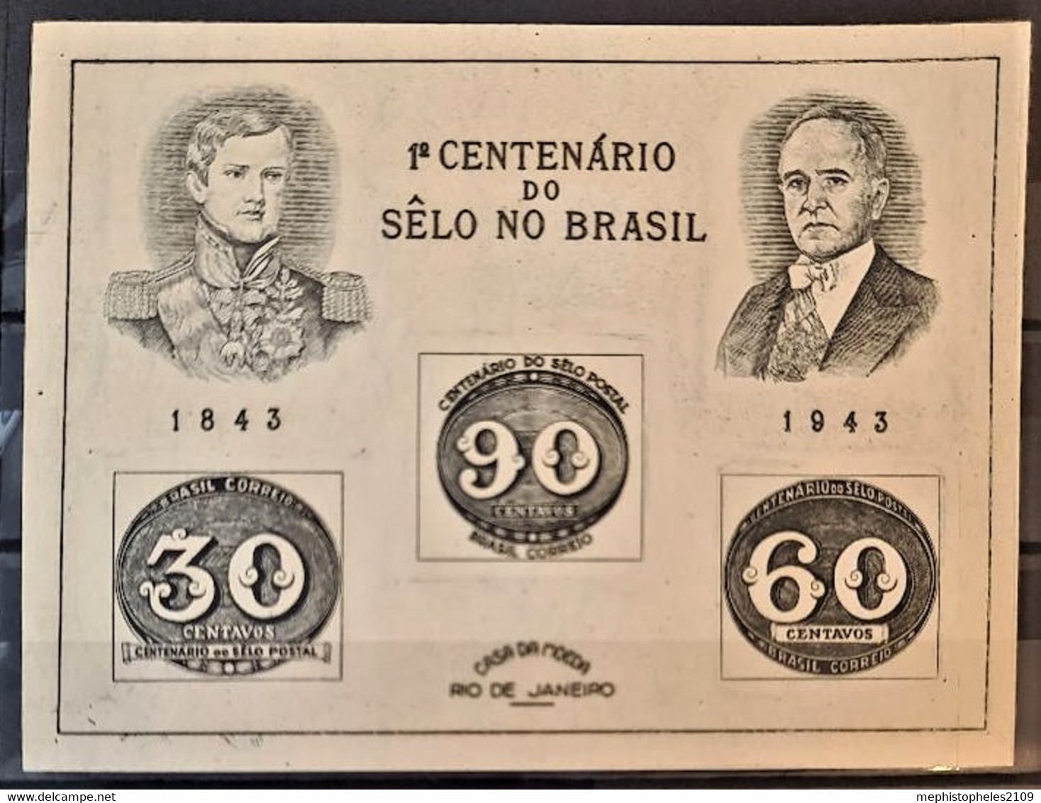 BRASIL 1943 - MNH - Block 6 - 1e Centenario Do Selo No Bresil - Blokken & Velletjes