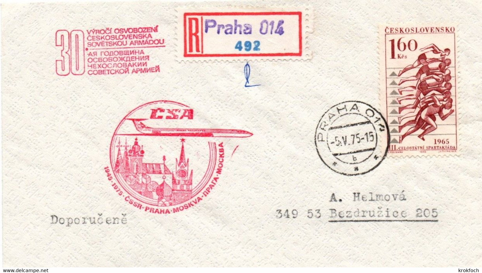 Praha Moskva 1975 - CSA -  30 Jahre 1er Vol Flight Erstflug - Prague Moscou Moskau - URSS CSSR - Cartas & Documentos