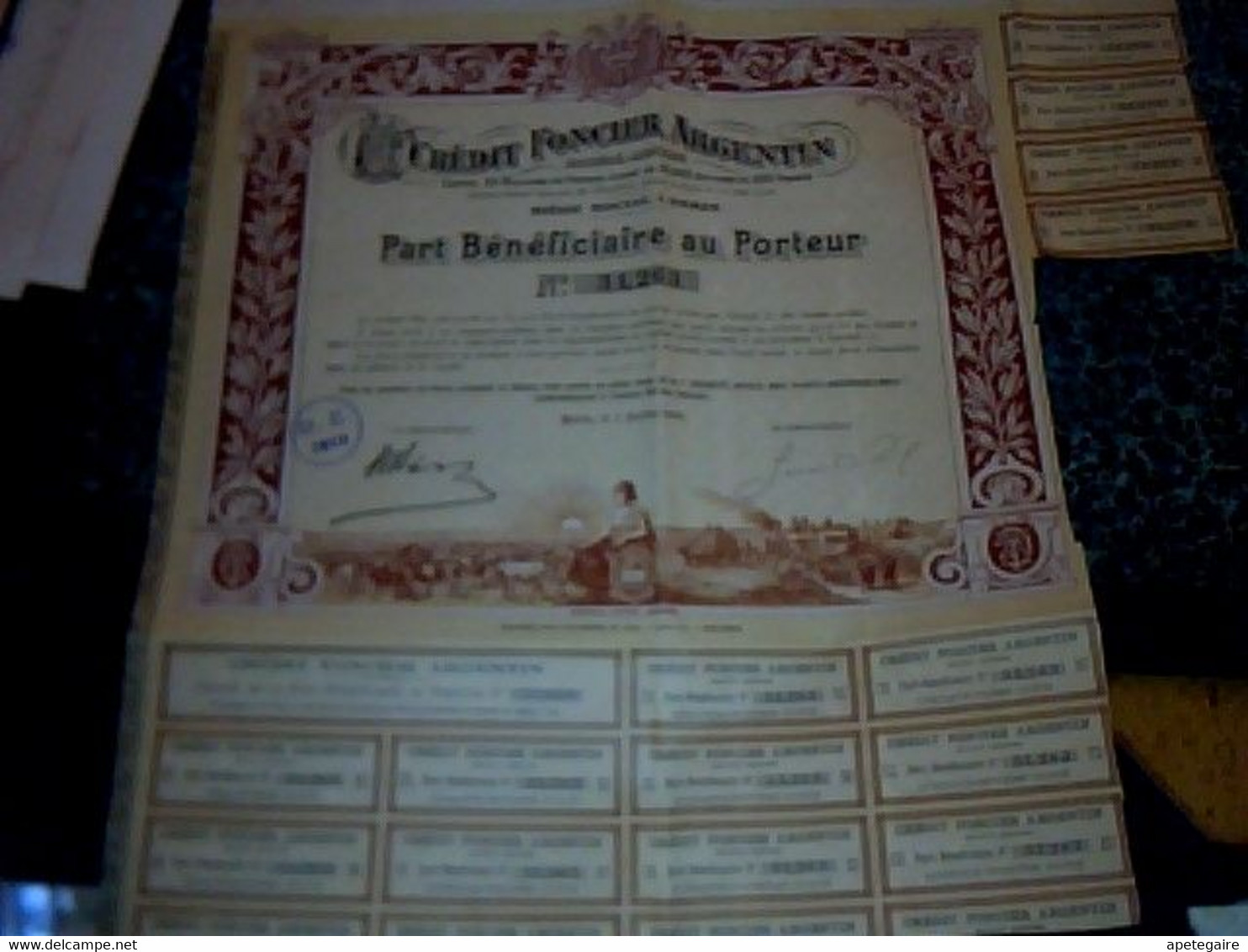 Vieux Papier Obligation Bon Au Porteur Crédit Foncier Argentin 1906 /1910 - A - C