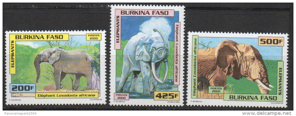 Burkina Faso 2000 éléphant Elephants Elefanten Faune Fauna 3 Val. MNH RARE - Burkina Faso (1984-...)