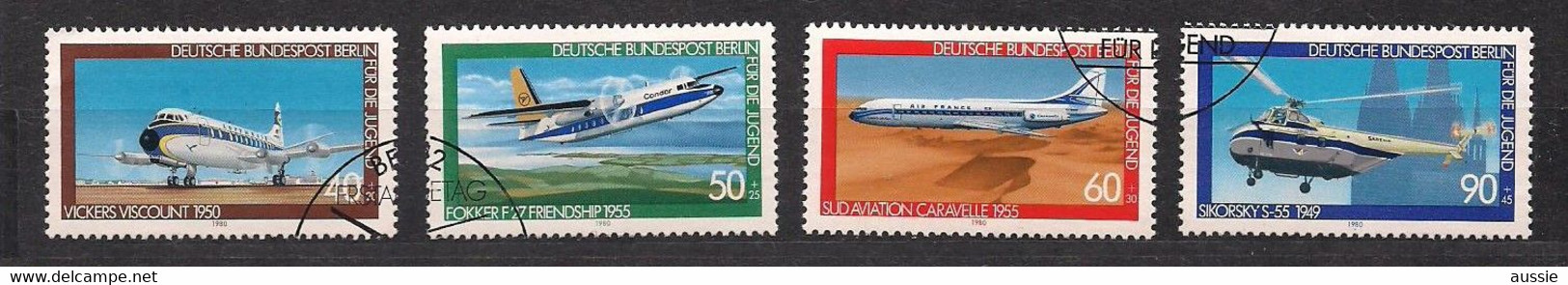 Berlin Berlijn 1980 Yvertn° 578-581 (°) Oblitéré Cote 6,00 € Avions Vliegtuigen Airplanes - Usados