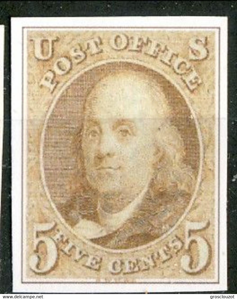 1847 US N. 1 C. 5 Bruno Catalogo € 3500 Bella Riproduzione - Unused Stamps