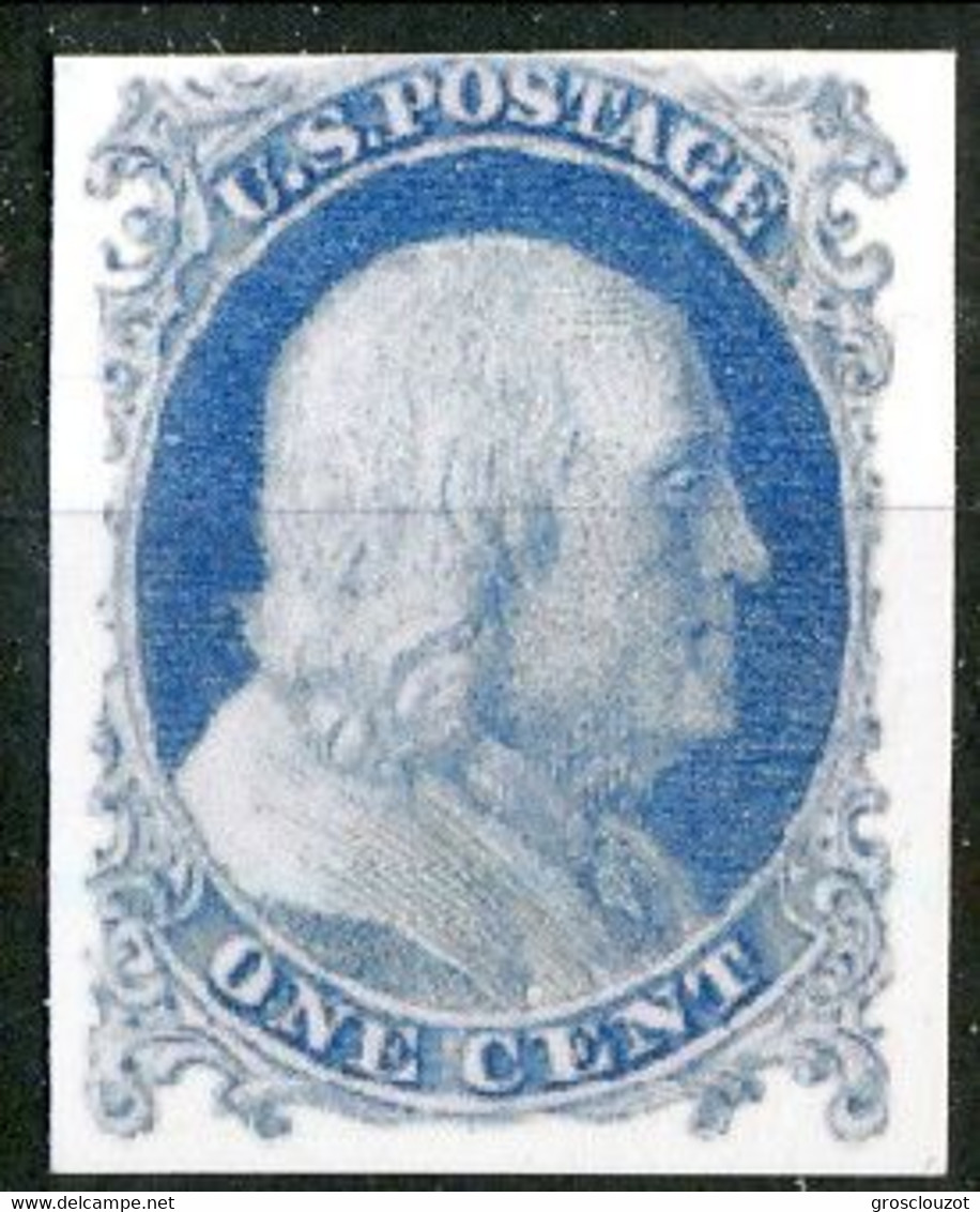 1851 US N. 3, Cent.1  Azzurro (Franklin) Catalogo $ 4500 Bella Riproduzione - Neufs