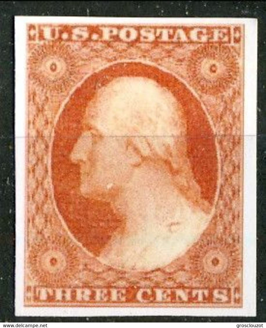 1851 US N. 4 C. 3 Arancio Bruno (Washington) Catalogo $ 2200 Bella Riproduzione - Ongebruikt