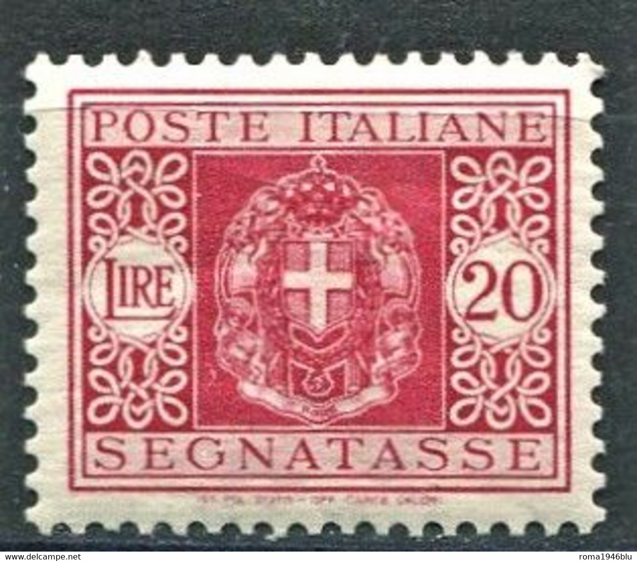 REGNO 1934 SEGNATASSE STEMMA CON FASCI 20 LIRE** MNH CENTRATO - Impuestos