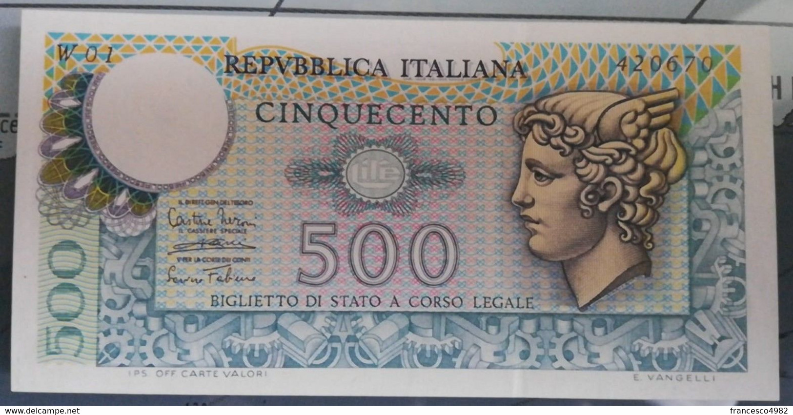 ITALY - P.94W – 500 LIRE 1974 - STP/QFDS - Serie Sostitutiva W 01 - RARA - 500 Liras