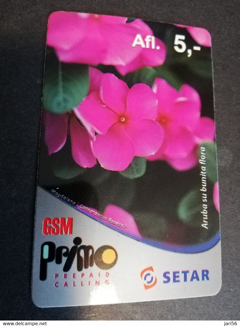 ARUBA PREPAID CARD SETAR/GSM PRIMO  FLOWERS  AFL,5-   Fine Used Card  **4839** - Aruba