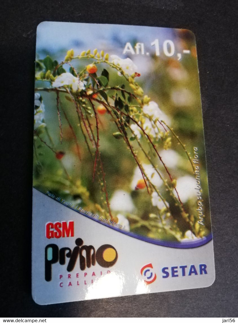 ARUBA PREPAID CARD SETAR/GSM PRIMO  FLOWERS  AFL,10-   Fine Used Card  **4840** - Aruba