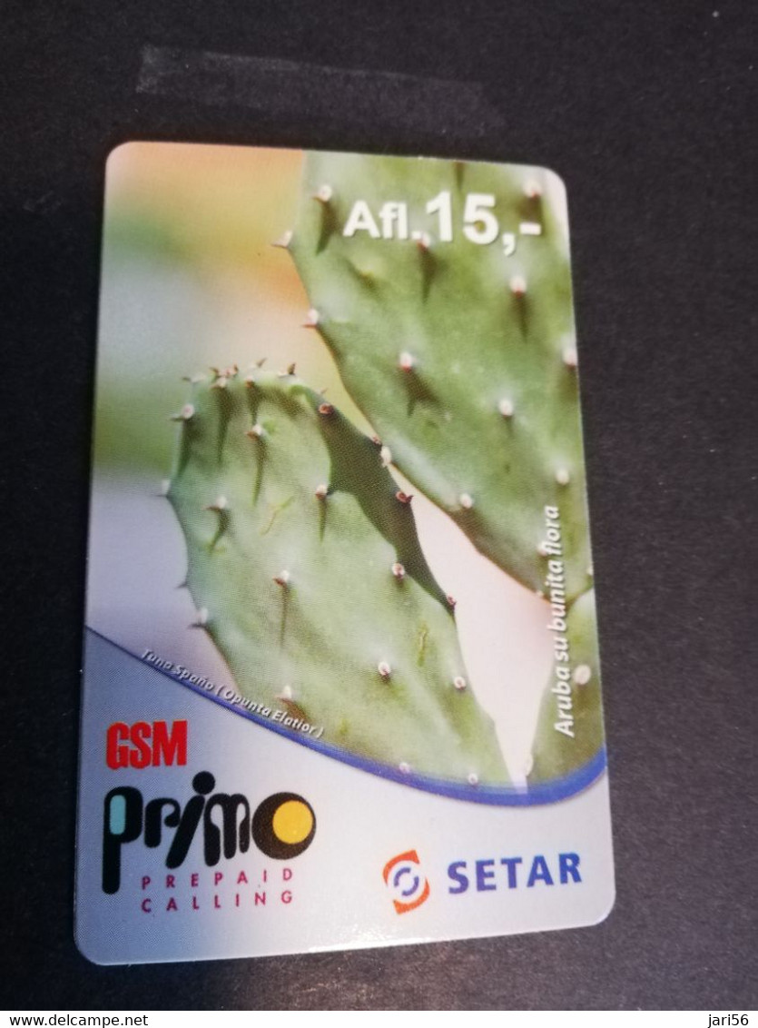 ARUBA PREPAID CARD SETAR/GSM PRIMO  FLOWERS  AFL,15-   Fine Used Card  **4841** - Aruba