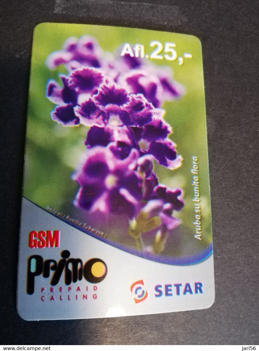 ARUBA PREPAID CARD SETAR/GSM PRIMO  FLOWERS  AFL,25-   Fine Used Card  **4842** - Aruba