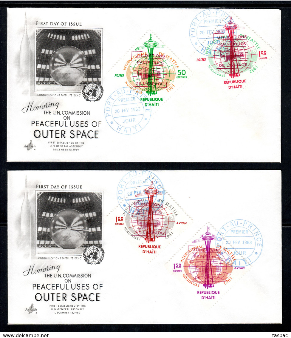 Haiti 1963 FDC (4) Mi# 741-744 And A 744-D 744 - Overprinted - Peaceful Uses Of Outer Space - Nordamerika