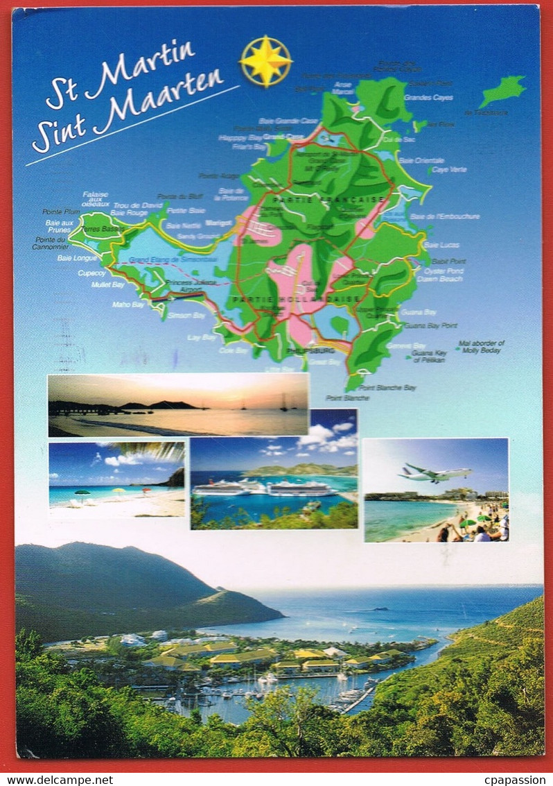 ANTILLES NEERLANDAISES-  ANTILLEN NEDERLANSE- SINT MAARTEN- SAINT-MARTIN - Carte Géographique-Timbre - Otros & Sin Clasificación