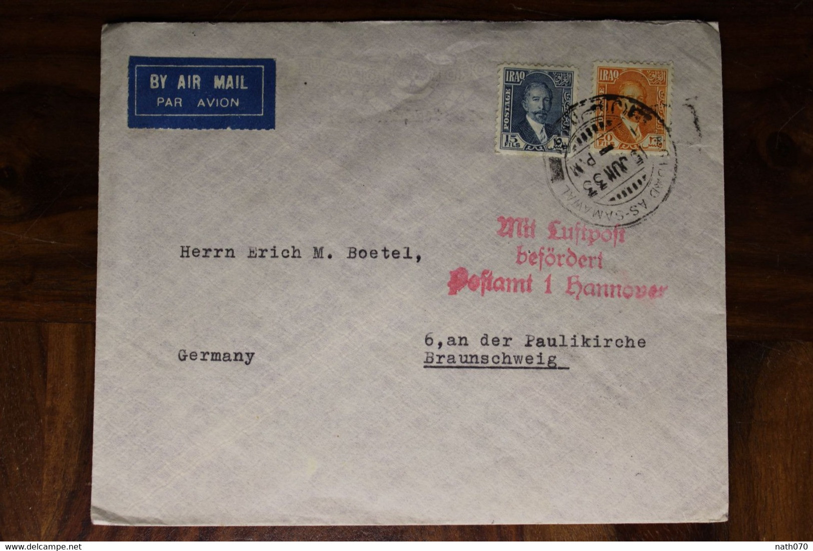 1933 Iraq Air Mail Cover Enveloppe Allemagne Irak Bagdad Mit Luftpost Befördert Par Avion Flugpost Braunschweig - Iraq