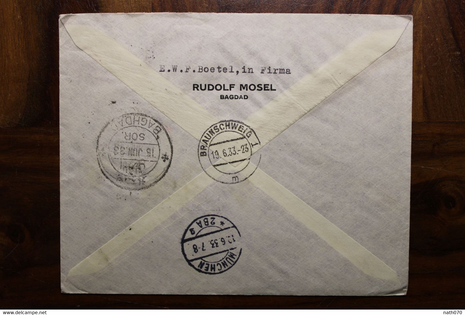 1933 Iraq Air Mail Cover Enveloppe Allemagne Irak Bagdad Mit Luftpost Befördert Par Avion Flugpost Braunschweig - Iraq