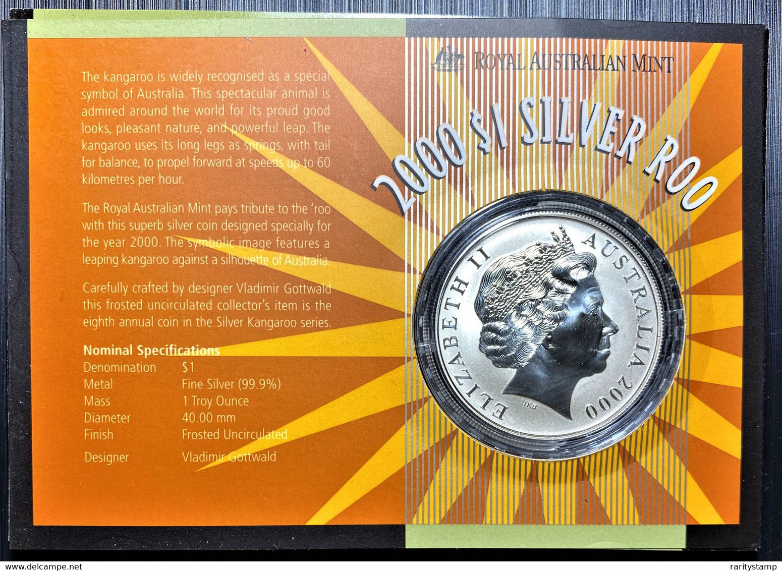 AUSTRALIA 2000  ARGENTO 1 ONCIA  UN DOLLARO CANGURO SATINATA Nuovo Di Zecca In Flatpack  FDC  RARE - Silver Bullions