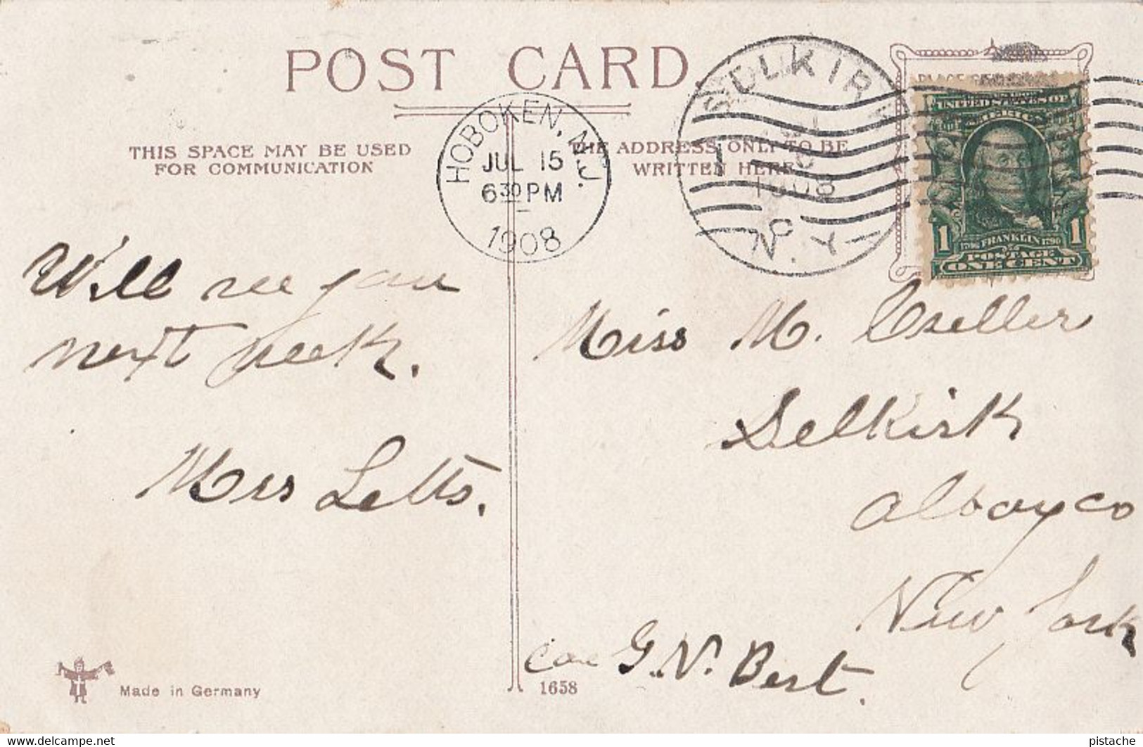 New York City - Brooklyn Bridge - Harbour Harbor - Written - Stamp Postmark 1908 - 2 Scans - Bridges & Tunnels