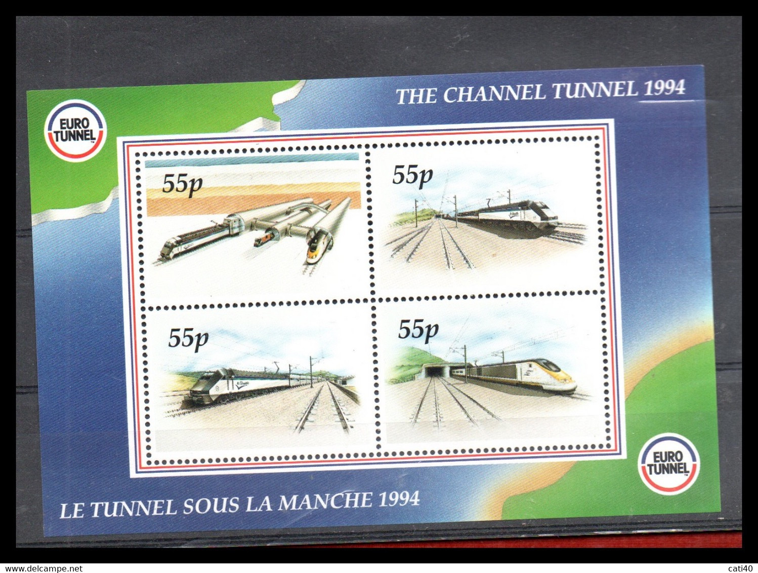 EURO TUNNEL - THE CHANNEL TUNNEL 1994 - FOGLIETTO EMESSO PER LA INAUGURAZIONE DEL TUNNEL SOTTO LA MANICA - Sheets, Plate Blocks & Multiples