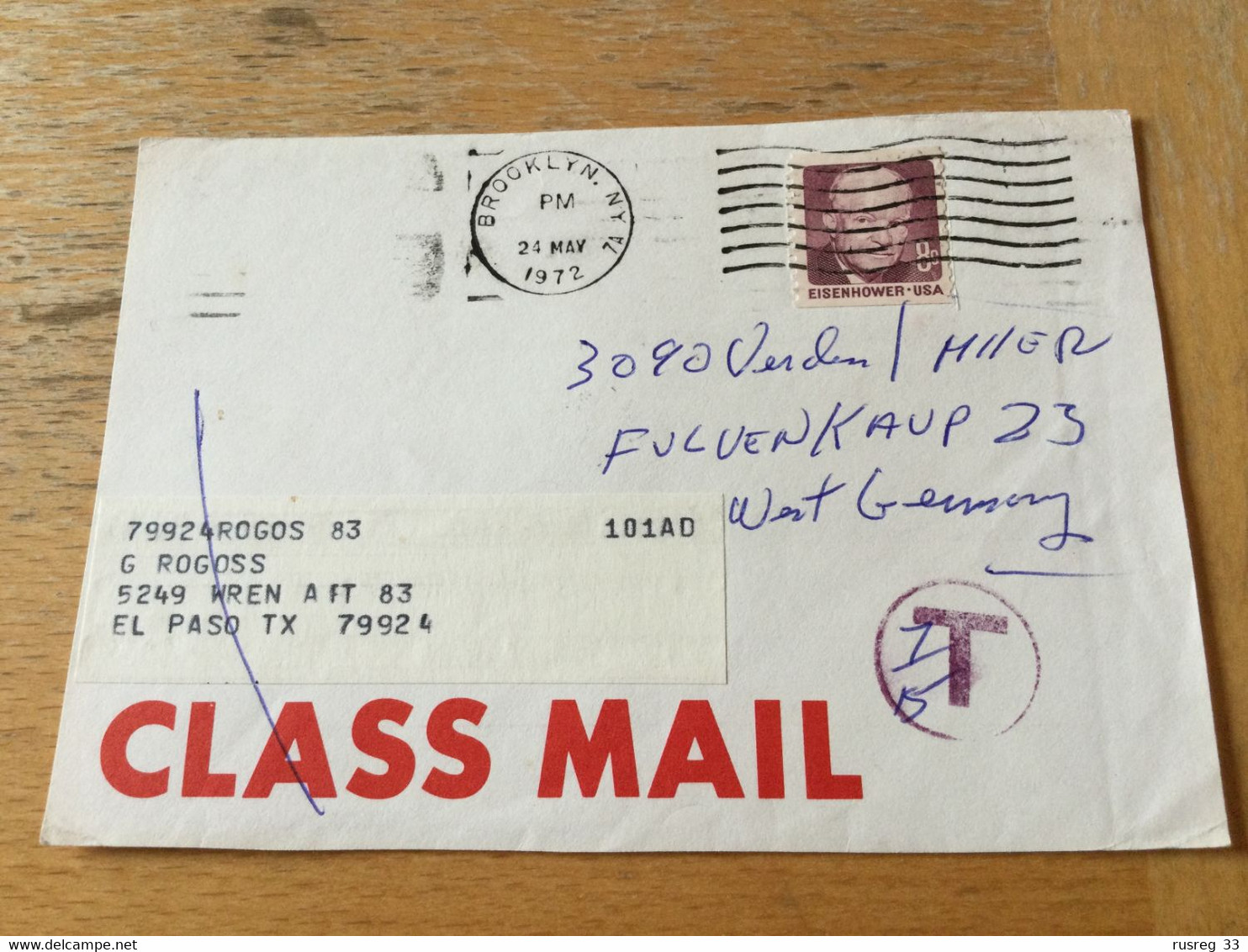 K16 USA 1972 Briefvorderseite Mit Nachporto Von Brooklyn - Cartas & Documentos