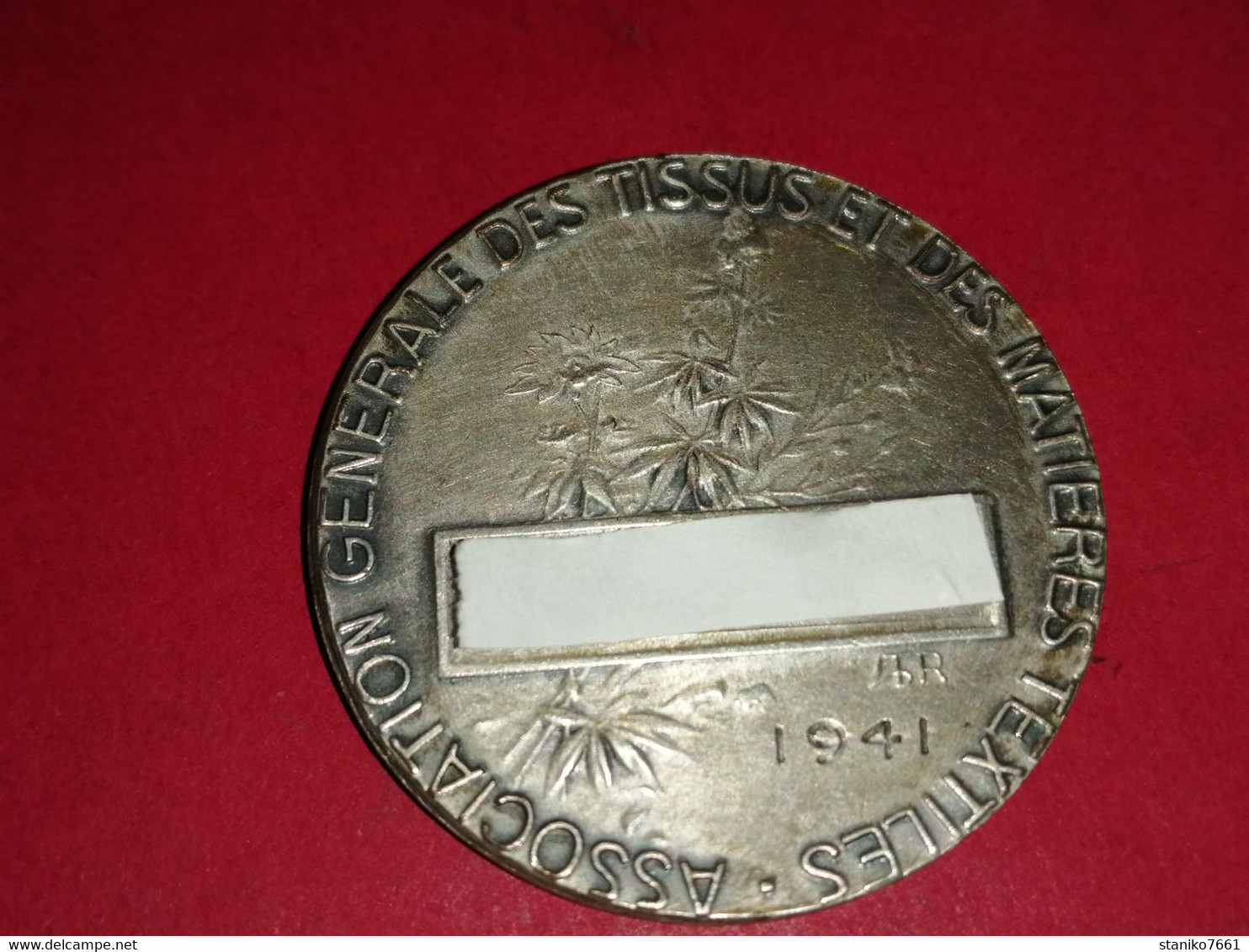 MÉDAILLE Pas ARGENT 18 Gr. 1941 Asso. Des Tissus Et Textiles Graveur à Identifier 35mm - Professionali / Di Società