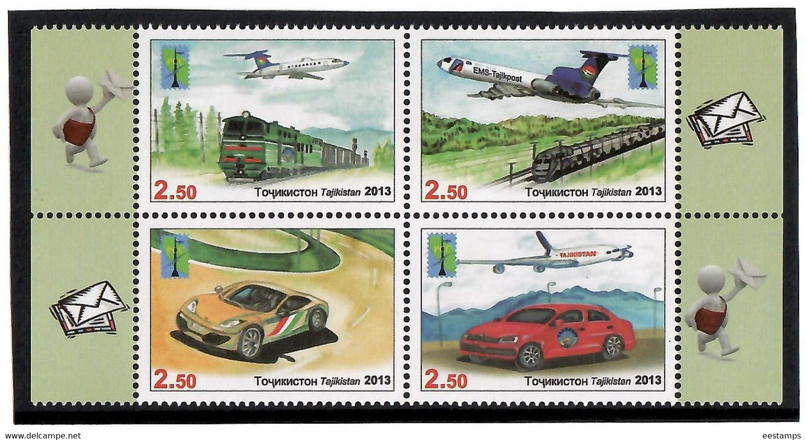 Tajikistan 2013 .  PCC. Postal Transport. Block Of 4v X 2.50. Michel # 623-26 - Tadjikistan