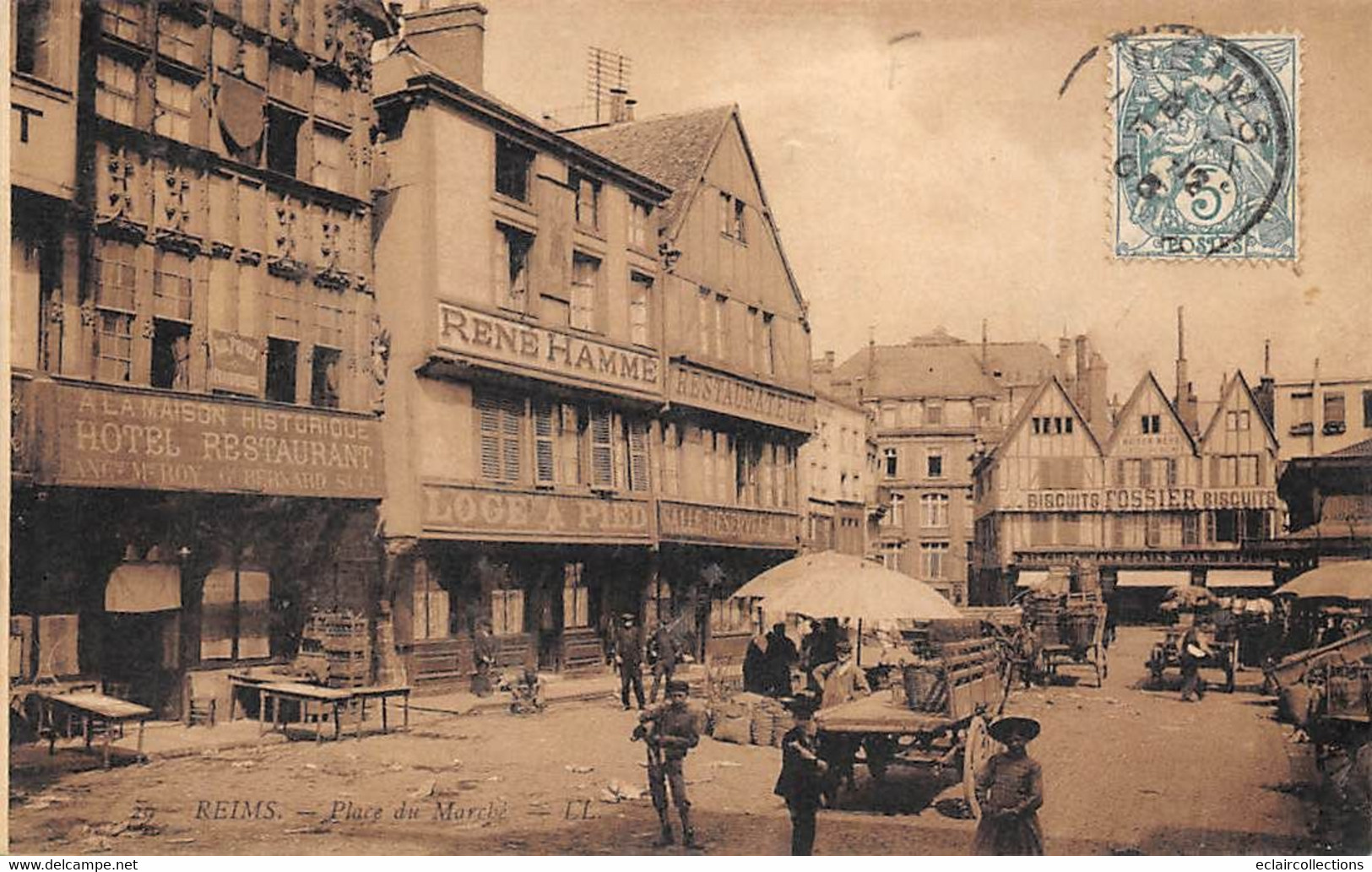 Reims              51          Place Du Marché.  Biscuits Fossier  (voir Scan) - Reims