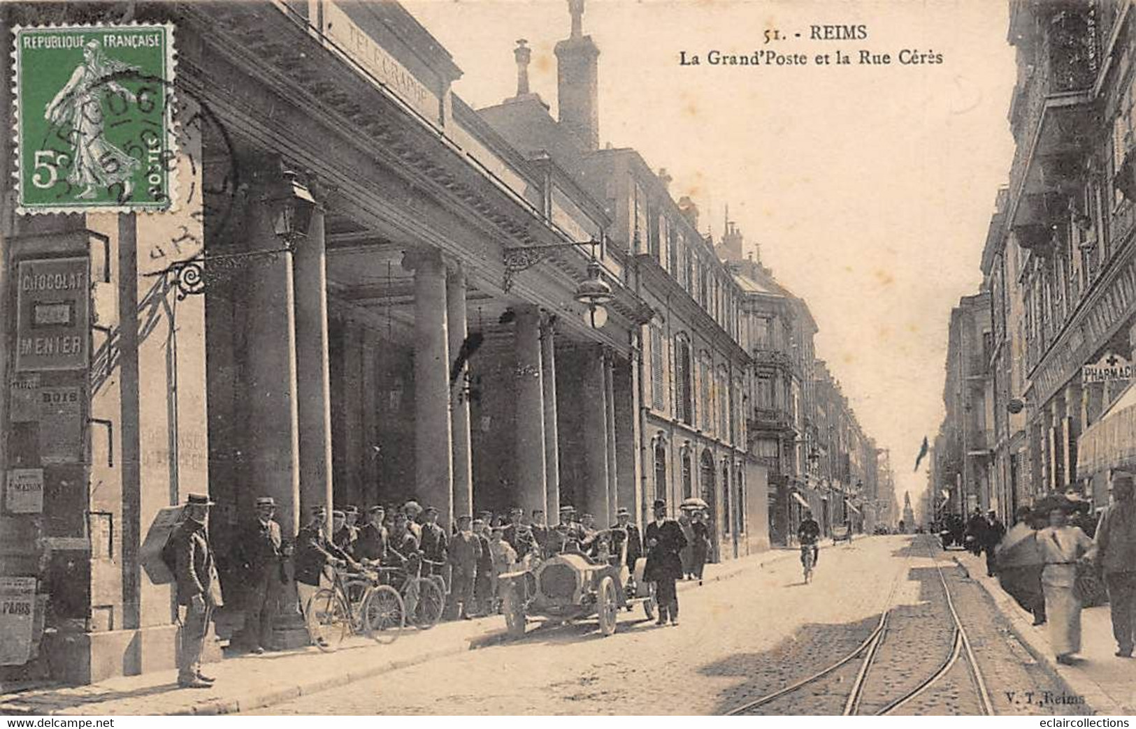 Reims              51          La Grand 'Poste Et Rue Cérès            (voir Scan) - Reims