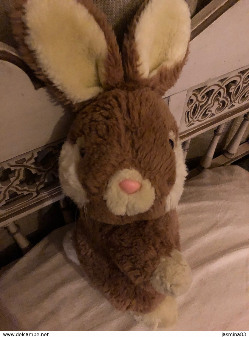 Lapin Assis Avec La Tête Sur Le Côté Hauteur 29 Cm En Haut Des Oreilles - Cuddly Toys