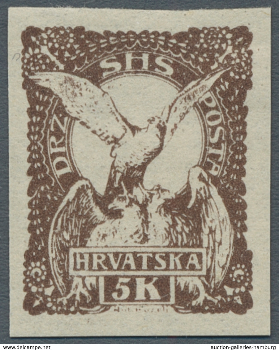 Jugoslawien: 1919, "2-45 F., 5 Kr. And 2 F. News Paper Unperforated", Mint Hinged Set In Good Condit - Ungebraucht