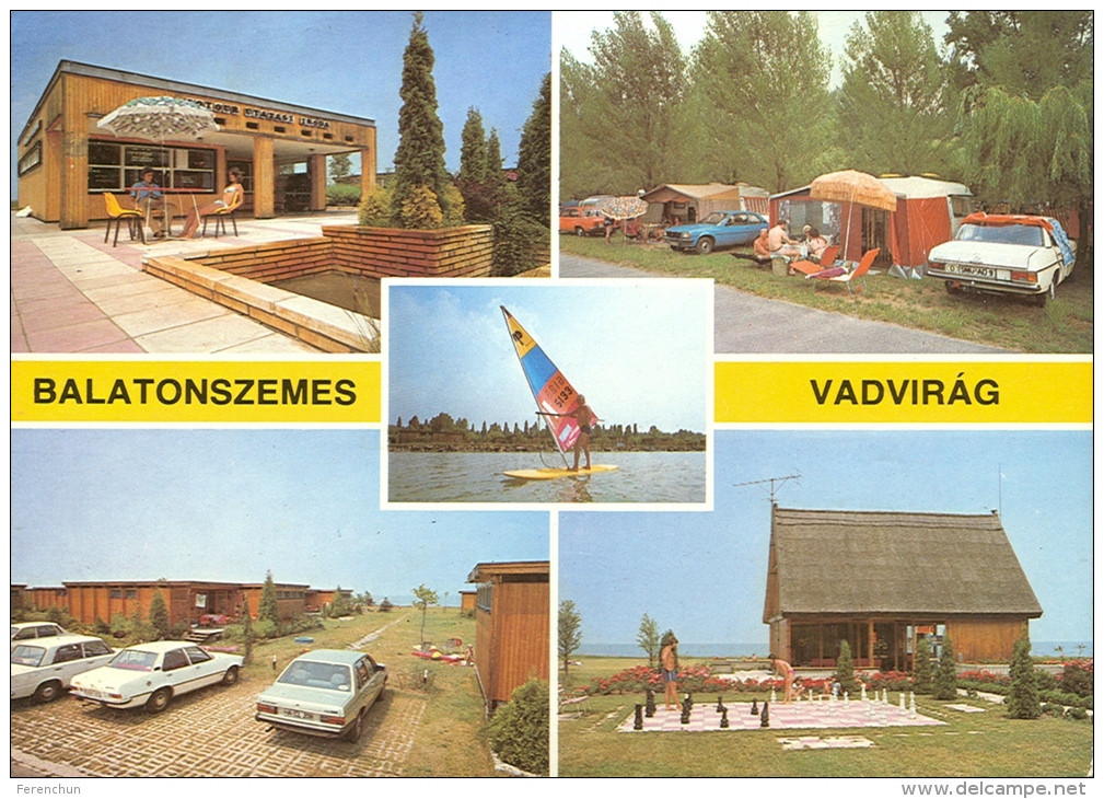 CHESS SURFING SPORT BALATON BEACH BALATONSZEMES VADVIRAG CAMPING TENT CAR LADA ZHIGULI MERCEDES * KAK 1709 811 * Hungary - Echecs