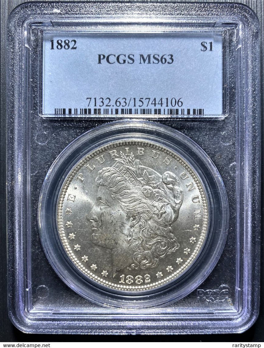 STATI UNITI 1882  1$  MORGAN SILVER  DOLLAR COIN 1 OZ. 1 ONCIA PCGS MS63 - 1878-1921: Morgan