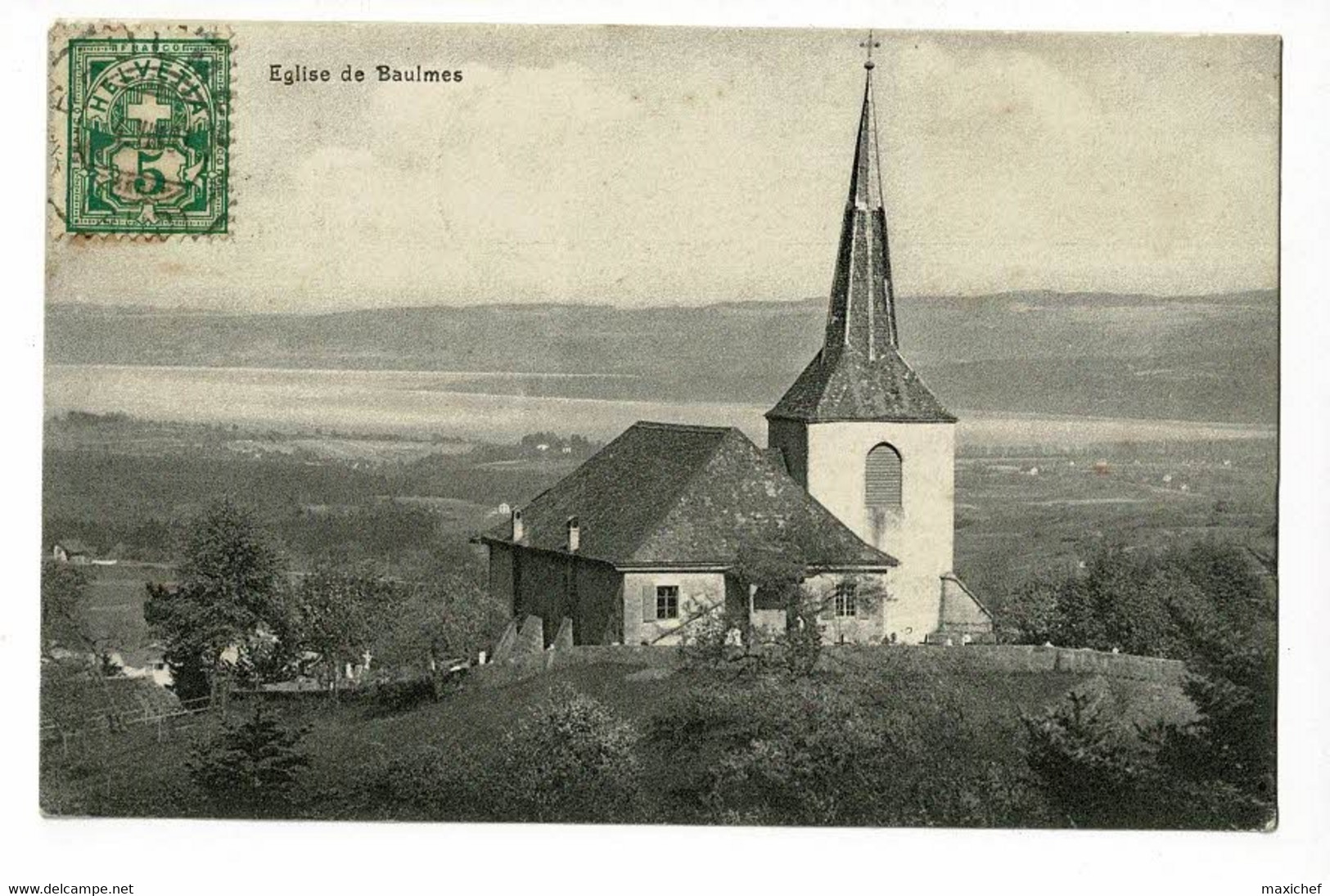 Baulmes - Eglise De Baulmes - Circulé 1907, Timbre Décollé Du Verso Et Recollé Côté Vue - Baulmes