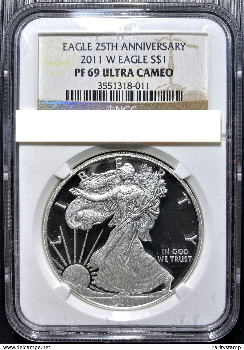 STATI UNITI 2011  1$  EAGLE SILVER  DOLLAR COIN 1 OZ. 1 ONCIA NGC PF69 ULTRA CAMEO EXCELLENT - 2000-…: Sacagawea