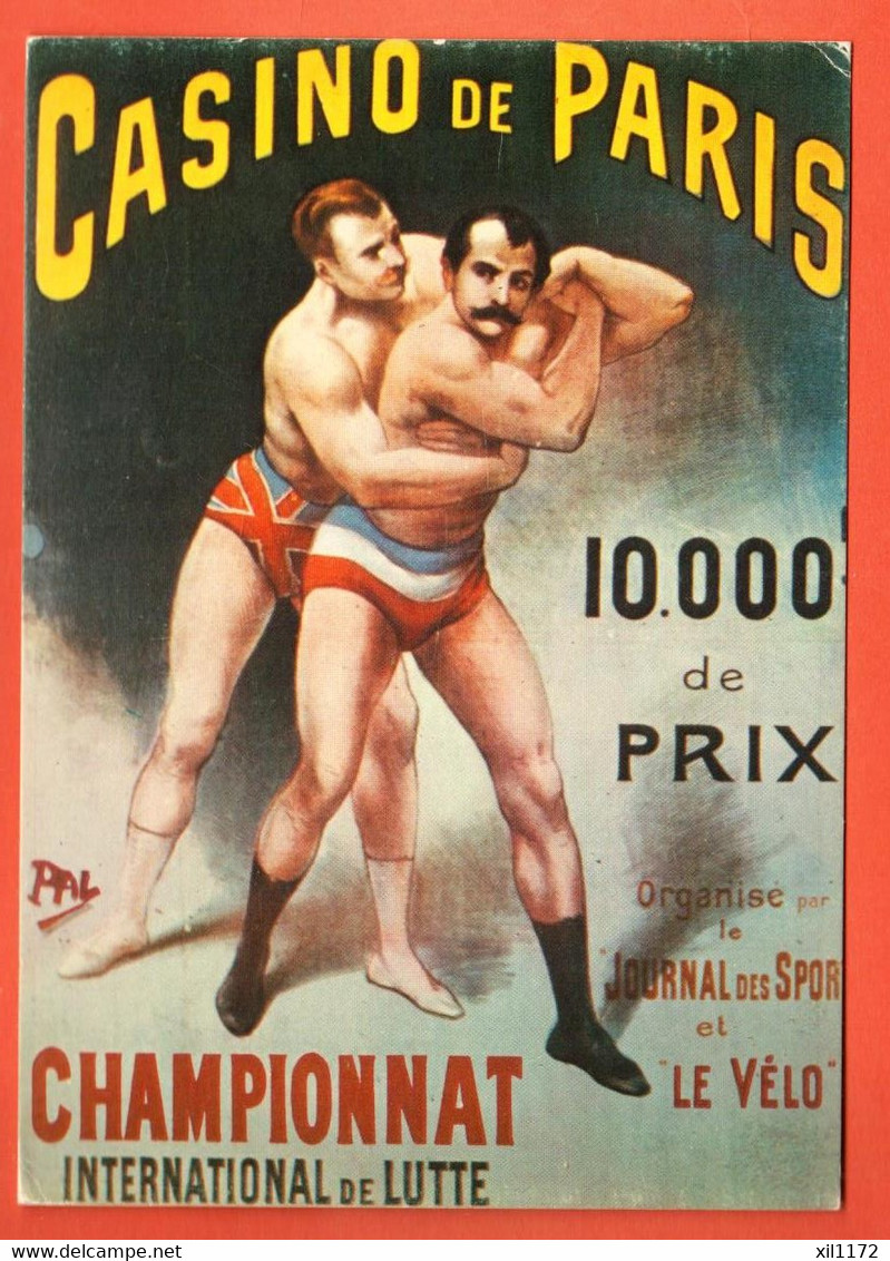 MKE-01 Repro Affiche Championnat International De Lutte,Casino De Paris. Sports 1900, Non Circ. Grand Format - Lotta